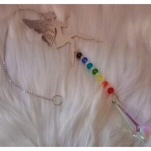 Silver Fairy Iridescent Crystal Prism Colorful Sun Catcher Window Hanging 17"